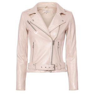 NWT Iro Milaspe Pearl Pink Lamb Leather Moto Jacket